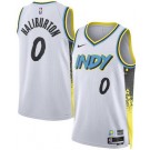 Men's Indiana Pacers #0 Tyrese Haliburton White 2024 City Heat Press Jersey