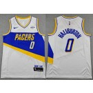 Men's Indiana Pacers #0 Tyrese Haliburton White 2025 City Sponsor Swingman Jersey