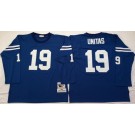 Men's Indianapolis Colts #19 Johnny Unitas Blue 1970 Long Sleeves Throwback Jersey