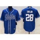 Men's Indianapolis Colts #28 Jonathan Taylor Limited Blue Baseball Jersey