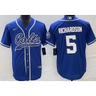 Men's Indianapolis Colts #5 Anthony Richardson Limited Blue Baseball Jersey