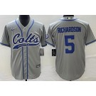 Men's Indianapolis Colts #5 Anthony Richardson Limited Gray Baseball Jersey