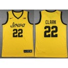 Men's Iowa Hawkeyes #22 Caitlin Clark Yellow College Basketball Jersey