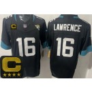 Men's Jacksonville Jaguars #16 Trevor Lawrence Limited Black Captain Patch FUSE Vapor Jersey