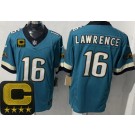 Men's Jacksonville Jaguars #16 Trevor Lawrence Limited Green Throwback Captain Patch FUSE Vapor Jersey