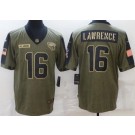 Men's Jacksonville Jaguars #16 Trevor Lawrence Limited Olive 2021 Salute To Service Jersey