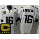 Men's Jacksonville Jaguars #16 Trevor Lawrence Limited White Captain Patch FUSE Vapor Jersey