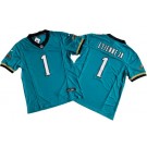 Men's Jacksonville Jaguars #1 Travis Etienne Jr Limited Teal Prowler Throwback FUSE Vapor Jersey