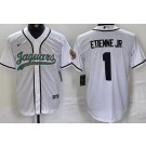 Men's Jacksonville Jaguars #1 Travis Etienne Jr Limited White Fashion Baseball Jersey