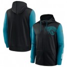 Men's Jacksonville Jaguars Black Teal Fan Gear Mascot Performance Full Zip Hoodie