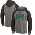 Men's Jacksonville Jaguars Gray Slant Strike Tri Blend Raglan Pullover Hoodie