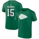 Men's Kansas City Chiefs #15 Patrick Mahomes Green St Patrick's Day Icon T-Shirt