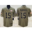 Men's Kansas City Chiefs #15 Patrick Mahomes II Limited Olive 2022 Salute To Service Jersey