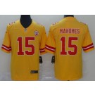 Men's Kansas City Chiefs #15 Patrick Mahomes II Limited Yellow Inverted Vapor Untouchable Jersey