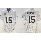 Men's Kansas City Chiefs #15 Patrick Mahomes Limited Arctic Camo 2024 Salute to Service Jersey