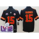 Men's Kansas City Chiefs #15 Patrick Mahomes Limited Black LVIII Super Bowl Vapor Jersey
