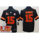 Men's Kansas City Chiefs #15 Patrick Mahomes Limited Black Super Bowl LIX Vapor Jersey