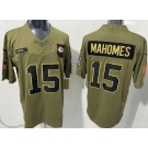 Men's Kansas City Chiefs #15 Patrick Mahomes Limited Green 2025 Salute To Service Jersey