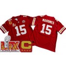 Men's Kansas City Chiefs #15 Patrick Mahomes Limited Red C Patch Super Bowl LIX FUSE Vapor Jersey