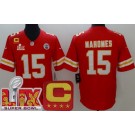 Men's Kansas City Chiefs #15 Patrick Mahomes Limited Red C Patch Super Bowl LIX Vapor Jersey