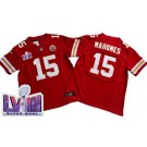 Men's Kansas City Chiefs #15 Patrick Mahomes Limited Red FUSE LVIII Super Bowl Vapor Jersey