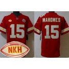 Men's Kansas City Chiefs #15 Patrick Mahomes Limited Red NKH Patch FUSE Vapor Jersey