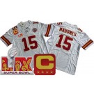 Men's Kansas City Chiefs #15 Patrick Mahomes Limited White C Patch Super Bowl LIX FUSE Vapor Jersey