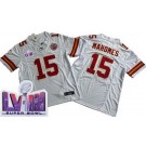 Men's Kansas City Chiefs #15 Patrick Mahomes Limited White FUSE LVIII Super Bowl Vapor Jersey