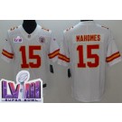 Men's Kansas City Chiefs #15 Patrick Mahomes Limited White LVIII Super Bowl Vapor Jersey