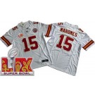 Men's Kansas City Chiefs #15 Patrick Mahomes Limited White Super Bowl LIX FUSE Vapor Jersey