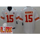 Men's Kansas City Chiefs #15 Patrick Mahomes Limited White Super Bowl LIX Vapor Jersey