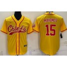 Men's Kansas City Chiefs #15 Patrick Mahomes Yellow Baseball Jersey