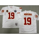 Men's Kansas City Chiefs #19 Joe Montana White Throwback Jersey
