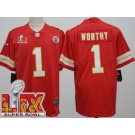 Men's Kansas City Chiefs #1 Xavier Worthy Limited Red Super Bowl LIX Vapor Jersey