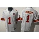 Men's Kansas City Chiefs #1 Xavier Worthy Limited White FUSE Vapor Jersey