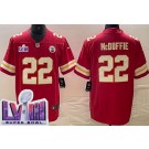 Men's Kansas City Chiefs #22 Trent McDuffie Limited Red LVIII Super Bowl Vapor Jersey