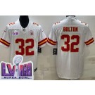 Men's Kansas City Chiefs #32 Nick Bolton Limited White LVIII Super Bowl Vapor Jersey