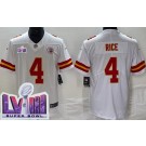 Men's Kansas City Chiefs #4 Rashee Rice Limited White LVIII Super Bowl Vapor Jersey