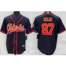Men's Kansas City Chiefs #87 Travis Kelce Black Baseball Jersey