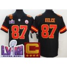 Men's Kansas City Chiefs #87 Travis Kelce Limited Black C Patch LVIII Super Bowl Vapor Jersey