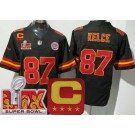 Men's Kansas City Chiefs #87 Travis Kelce Limited Black C Patch Super Bowl LIX FUSE Vapor Jersey