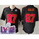 Men's Kansas City Chiefs #87 Travis Kelce Limited Black Fashion LVIII Super Bowl Vapor Jersey