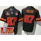 Men's Kansas City Chiefs #87 Travis Kelce Limited Black Super Bowl LIX FUSE Vapor Jersey