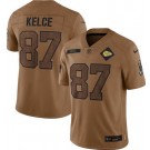 Men's Kansas City Chiefs #87 Travis Kelce Limited Brown 2023 Salute To Service Jersey
