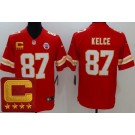 Men's Kansas City Chiefs #87 Travis Kelce Limited Red 2022 Captain Patch Vapor Jersey