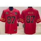 Men's Kansas City Chiefs #87 Travis Kelce Limited Red Gold C Patch Vapor Jersey
