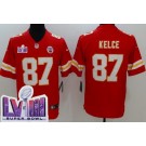 Men's Kansas City Chiefs #87 Travis Kelce Limited Red LVIII Super Bowl Vapor Jersey