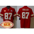 Men's Kansas City Chiefs #87 Travis Kelce Limited Red NKH Patch FUSE Vapor Jersey