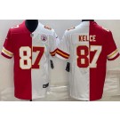 Men's Kansas City Chiefs #87 Travis Kelce Limited Red White Split Vapor Jersey