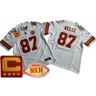 Men's Kansas City Chiefs #87 Travis Kelce Limited White C Patch NKH FUSE Vapor Jersey